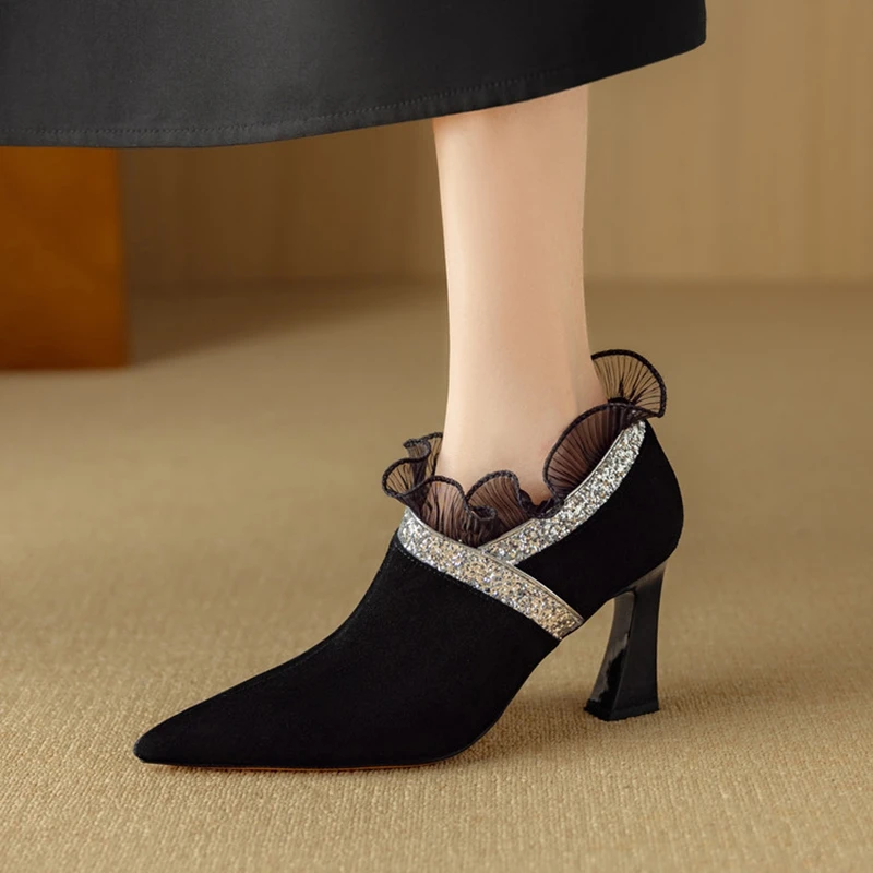 NEW Spring/Autumn Women Pumps Pointed Toe High Heel Shoes Sheep Suede Leather Shoes for Women Elegant Zipper Lace Handmade Shoes
NEW Spring/Autumn Women Pumps Pointed Toe High Heel Shoes Sheep Suede Leather Shoes for Women Elegant Zipper Lace Handmade Shoes