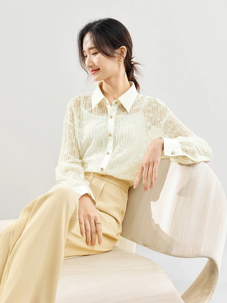SENTUBILA Jacquard Lace Shirts Women 2 Piece Set 2025 Spring Elegant Long Sleeve Tops Button Up Shirts Camisole Woman 143C56416X
SENTUBILA Jacquard Lace Shirts Women 2 Piece Set 2025 Spring Elegant Long Sleeve Tops Button Up Shirts Camisole Woman 143C56416X