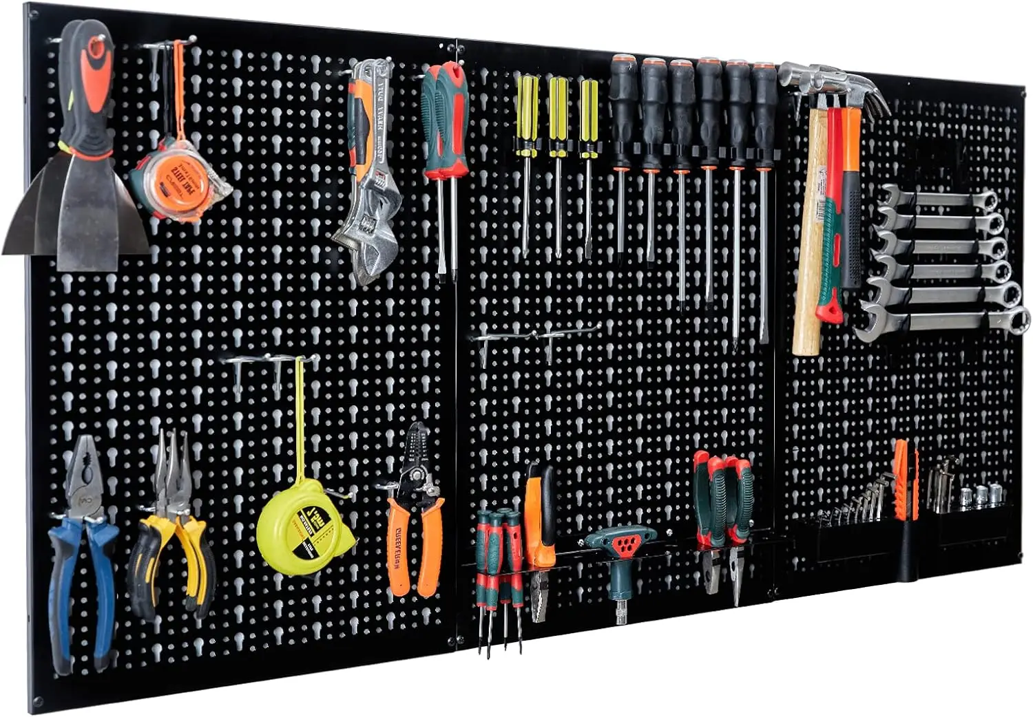 Metal Pegboard Wall Organizer 4 ft. Tool Storage Kit with 45pcs Accessories for Garage Workshop
Metal Pegboard Wall Organizer 4 ft. Tool Storage Kit with 45pcs Accessories for Garage Workshop
