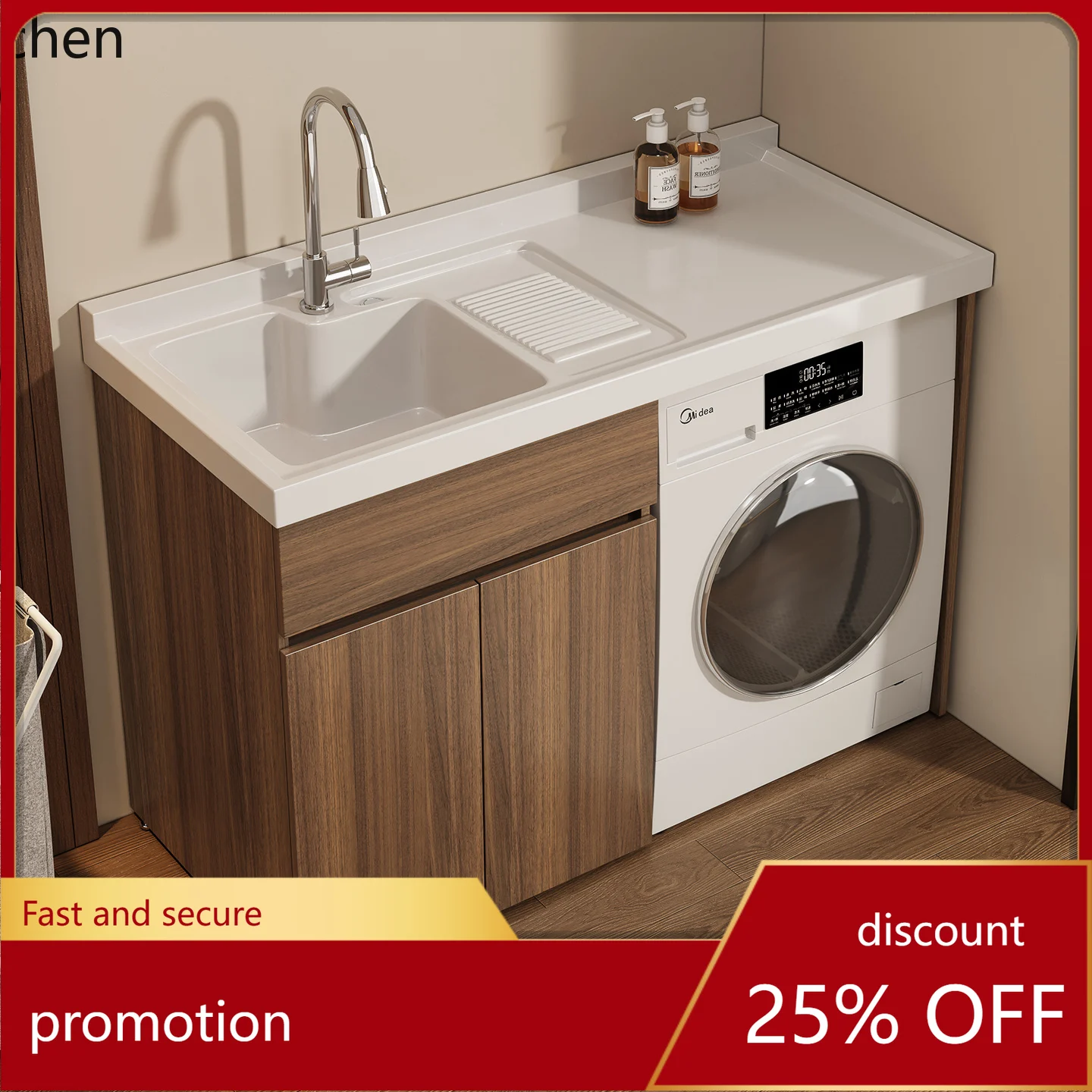 HXL Integrated Washing Machine Cabinet Balcony Laundry Sink with Washboard
HXL Integrated Washing Machine Cabinet Balcony Laundry Sink with Washboard