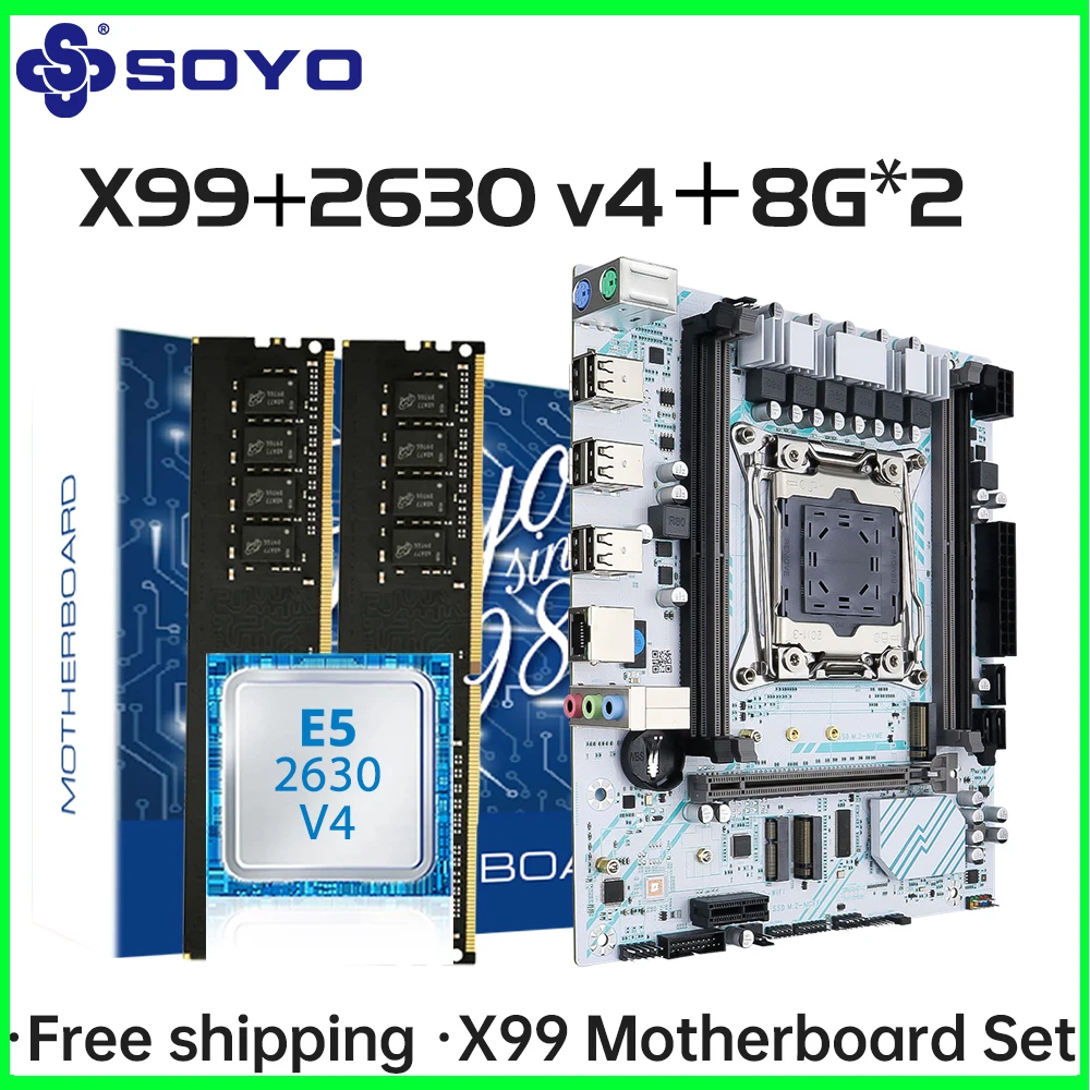 SOYO X99 Motherboard Kit LGA 2011-3 with E5 2630 V4 CPU 16G=2*8G DDR4 REG ECC Memory M.2 NAME Computer components Mainboard
SOYO X99 Motherboard Kit LGA 2011-3 with E5 2630 V4 CPU 16G=2*8G DDR4 REG ECC Memory M.2 NAME Computer components Mainboard