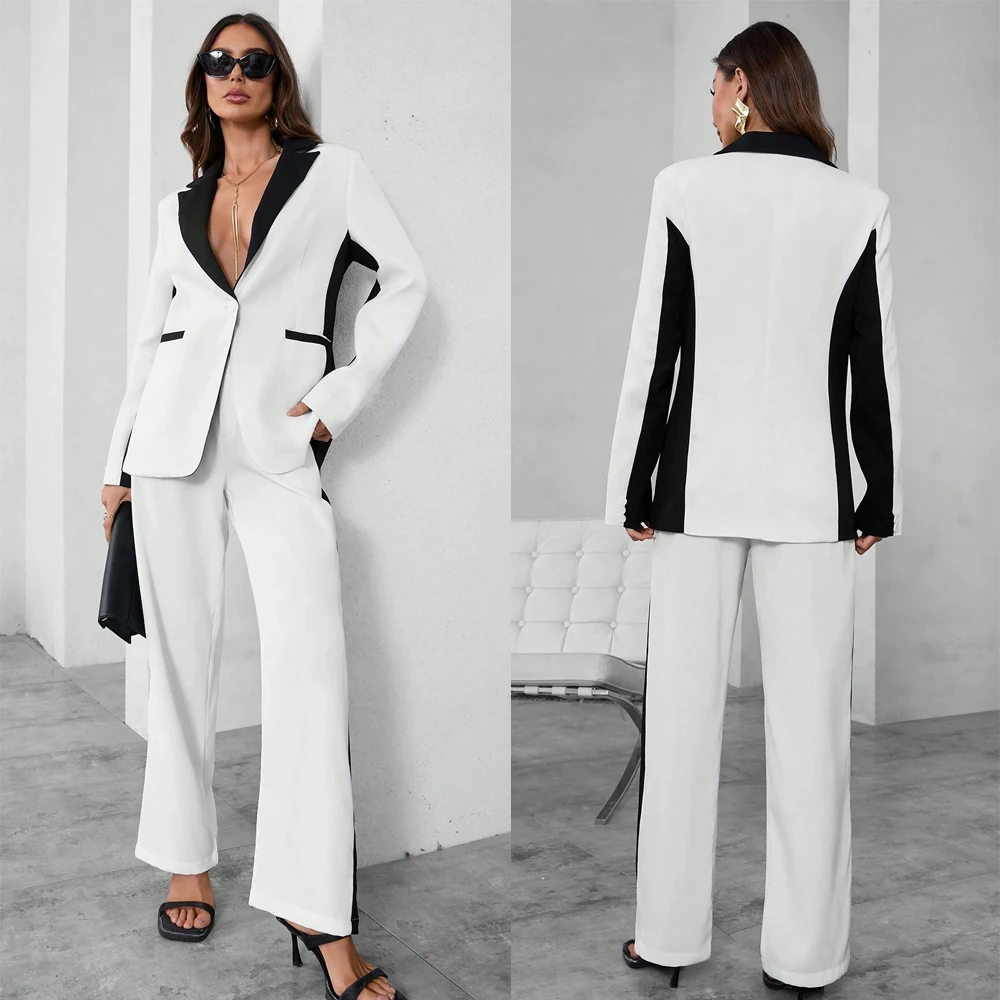 Women's Dresses Suit Gowns Elegant One Button Black Lapel Jacket Coat And Pants For Female Satin 2 Pieces Suit Customized W667
Women's Dresses Suit Gowns Elegant One Button Black Lapel Jacket Coat And Pants For Female Satin 2 Pieces Suit Customized W667