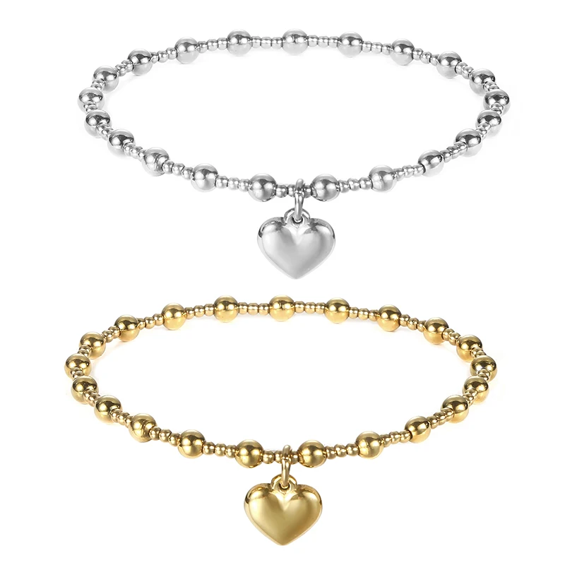Waterproof Non Fading Metal Stainless Steel Jewelry Girl Party Durable Solid Round Beads Smooth Heart-Shaped Elasticity Bracelet
Waterproof Non Fading Metal Stainless Steel Jewelry Girl Party Durable Solid Round Beads Smooth Heart-Shaped Elasticity Bracelet