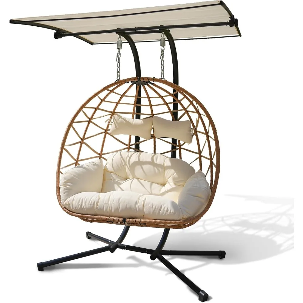 Double Egg Swing Chair with Stand and Canopy Indoor Outdoor, All-Weather Pe Rattan and Sturdy Powder-Coated Steel Frame, Splash-
Double Egg Swing Chair with Stand and Canopy Indoor Outdoor, All-Weather Pe Rattan and Sturdy Powder-Coated Steel Frame, Splash-