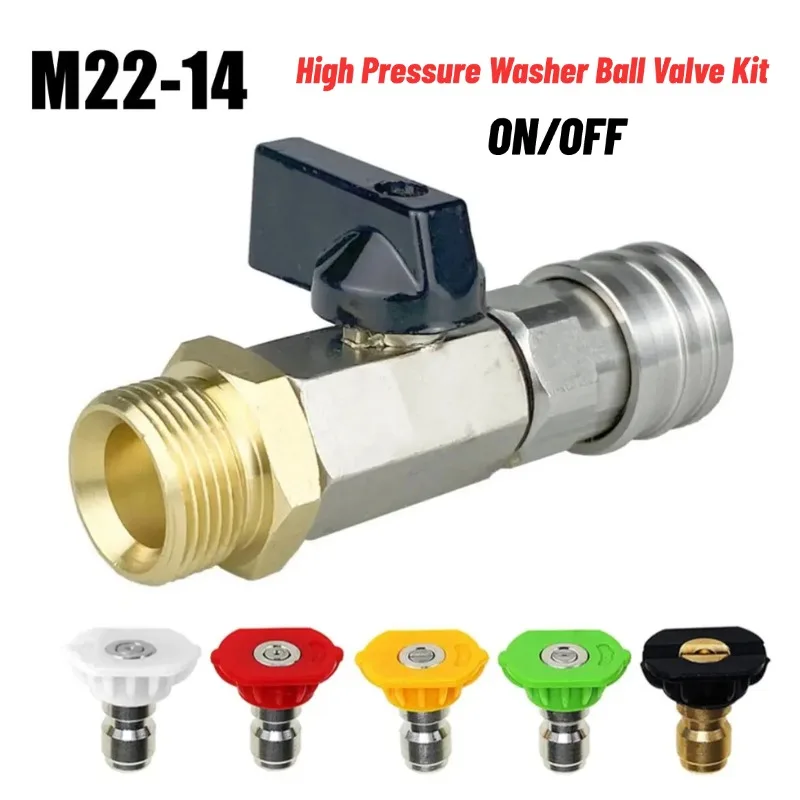 High Pressure Washer Ball Valve Kit 1/4" Quick Connector M22 14mm For Power Washer Hose Switch On/off 4500 PSI Pressure Washer
High Pressure Washer Ball Valve Kit 1/4" Quick Connector M22 14mm For Power Washer Hose Switch On/off 4500 PSI Pressure Washer