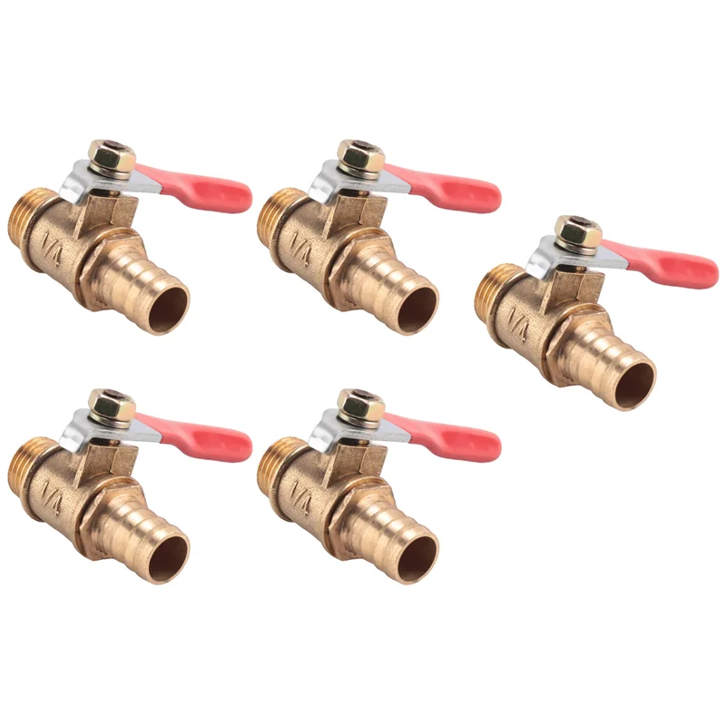 A20F-5 Pcs 10Mm X 1/4 Inch PT Male Thread Full Port Lever Handle Hose Barb Brass Ball Valve
A20F-5 Pcs 10Mm X 1/4 Inch PT Male Thread Full Port Lever Handle Hose Barb Brass Ball Valve