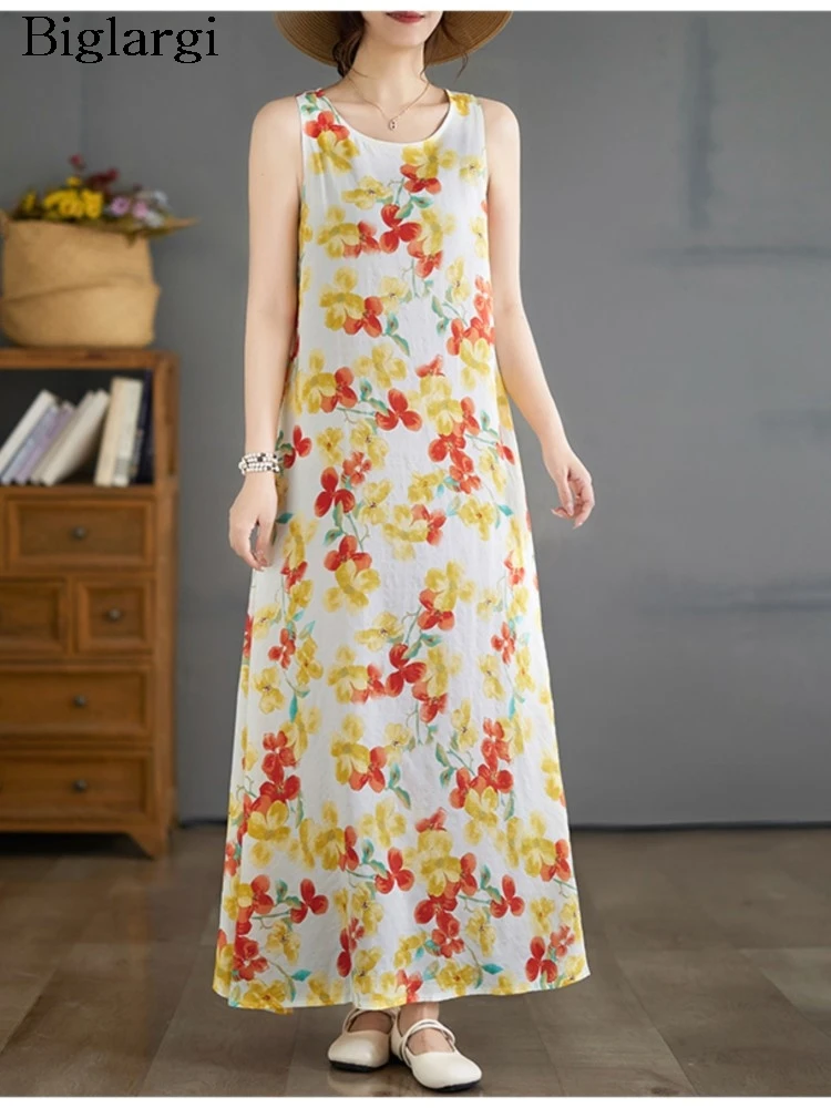 Oversized Sleeveless Summer Dress Women Flower Print Fashion Ruffle Pleated Ladies Dresses Loose Casual A-Line Woman Long Dress
Oversized Sleeveless Summer Dress Women Flower Print Fashion Ruffle Pleated Ladies Dresses Loose Casual A-Line Woman Long Dress