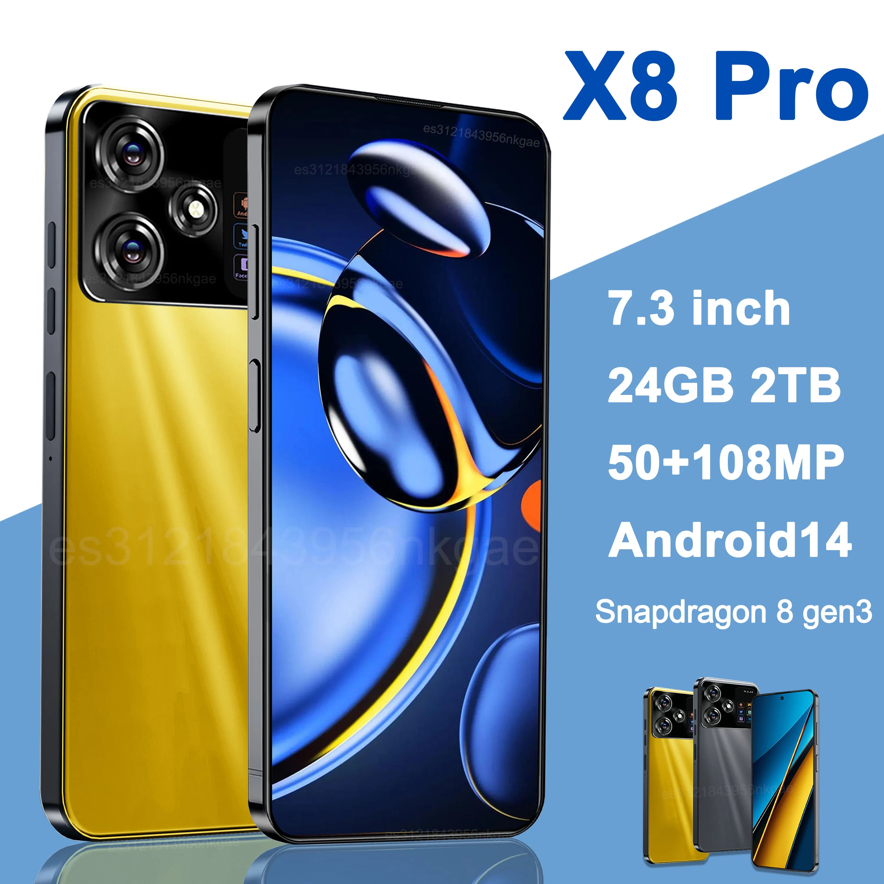 Original X8 Pro Smartphone 7.3inch Global Version 16G+1TB Snapdragon 8 gen3 Android14 50+108MP 4G/5G Cellphone Mobile Phone NFC
Original X8 Pro Smartphone 7.3inch Global Version 16G+1TB Snapdragon 8 gen3 Android14 50+108MP 4G/5G Cellphone Mobile Phone NFC