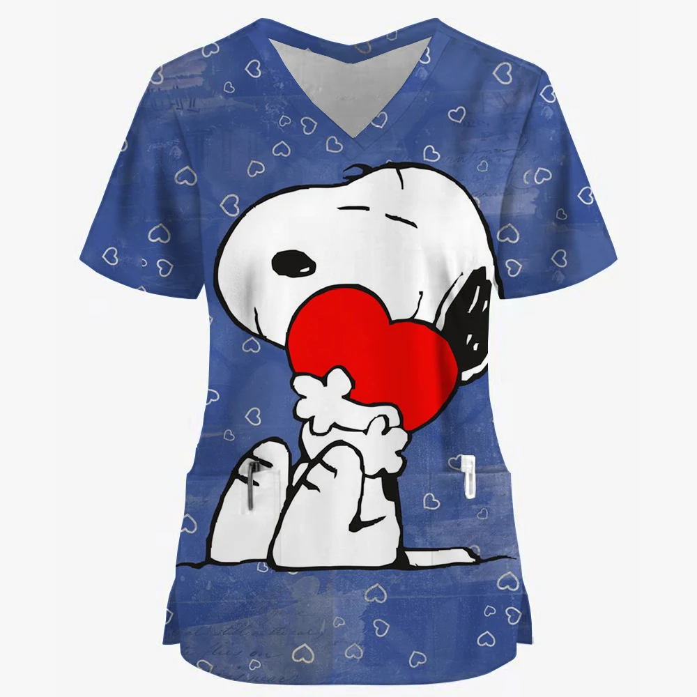 Women Working Uniform Snoopy print Cartoon Dog Short Sleeve V-neck Tops Femme Blouse Nurse work wear Medical Uniforms
Women Working Uniform Snoopy print Cartoon Dog Short Sleeve V-neck Tops Femme Blouse Nurse work wear Medical Uniforms