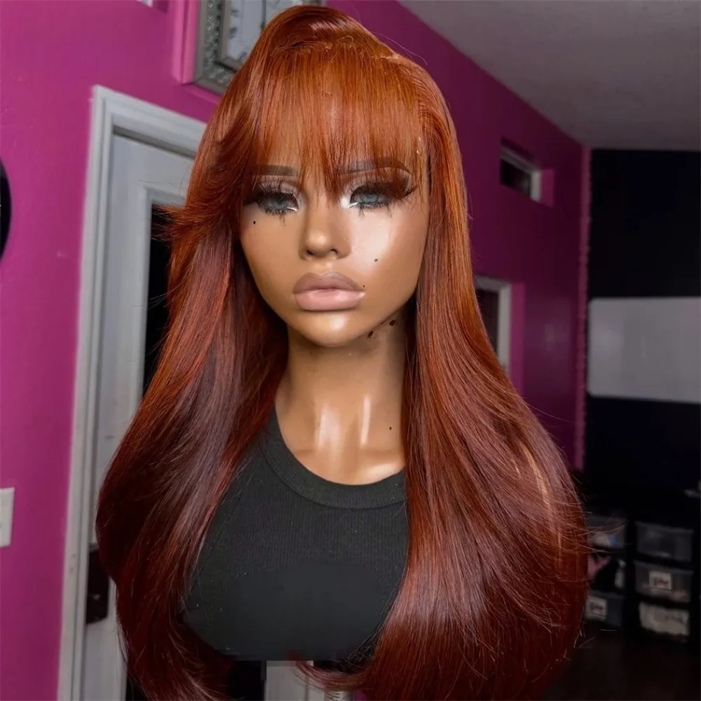 Ombre Red Brown Colored Wigs with Bangs 13x4 Hd Transparent Lace Front Wigs For Women Pre Plucked Body Wave Glueless Wigs
Ombre Red Brown Colored Wigs with Bangs 13x4 Hd Transparent Lace Front Wigs For Women Pre Plucked Body Wave Glueless Wigs