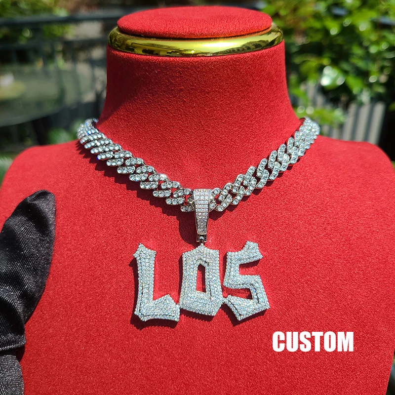 Custom Icy Micro Pave Full Cubic Zircon Bold Letter Or Numbers Pendant Personalized Name Necklace With 13MM Cuban Link Chain
Custom Icy Micro Pave Full Cubic Zircon Bold Letter Or Numbers Pendant Personalized Name Necklace With 13MM Cuban Link Chain