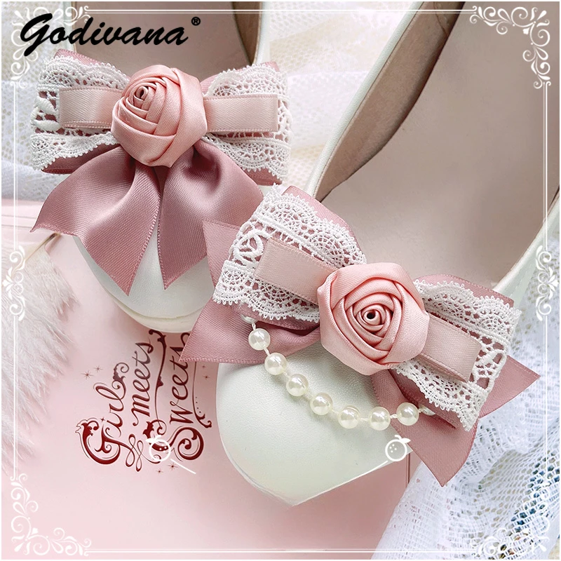 Lolita Princess Pink Shoe Clip Handmade Lace Flower Bowknot Shoe Buckle Detachable Bow Girl Women's Sweet Shoe Ornament
Lolita Princess Pink Shoe Clip Handmade Lace Flower Bowknot Shoe Buckle Detachable Bow Girl Women's Sweet Shoe Ornament