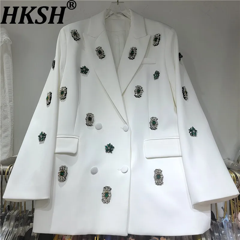 HKSH Spring Autumn New Women Blazer Heavy Craft Studded Colorful Diamonds Double Breasted Elegant Office Lady Ins Jacket HK12325
HKSH Spring Autumn New Women Blazer Heavy Craft Studded Colorful Diamonds Double Breasted Elegant Office Lady Ins Jacket HK12325