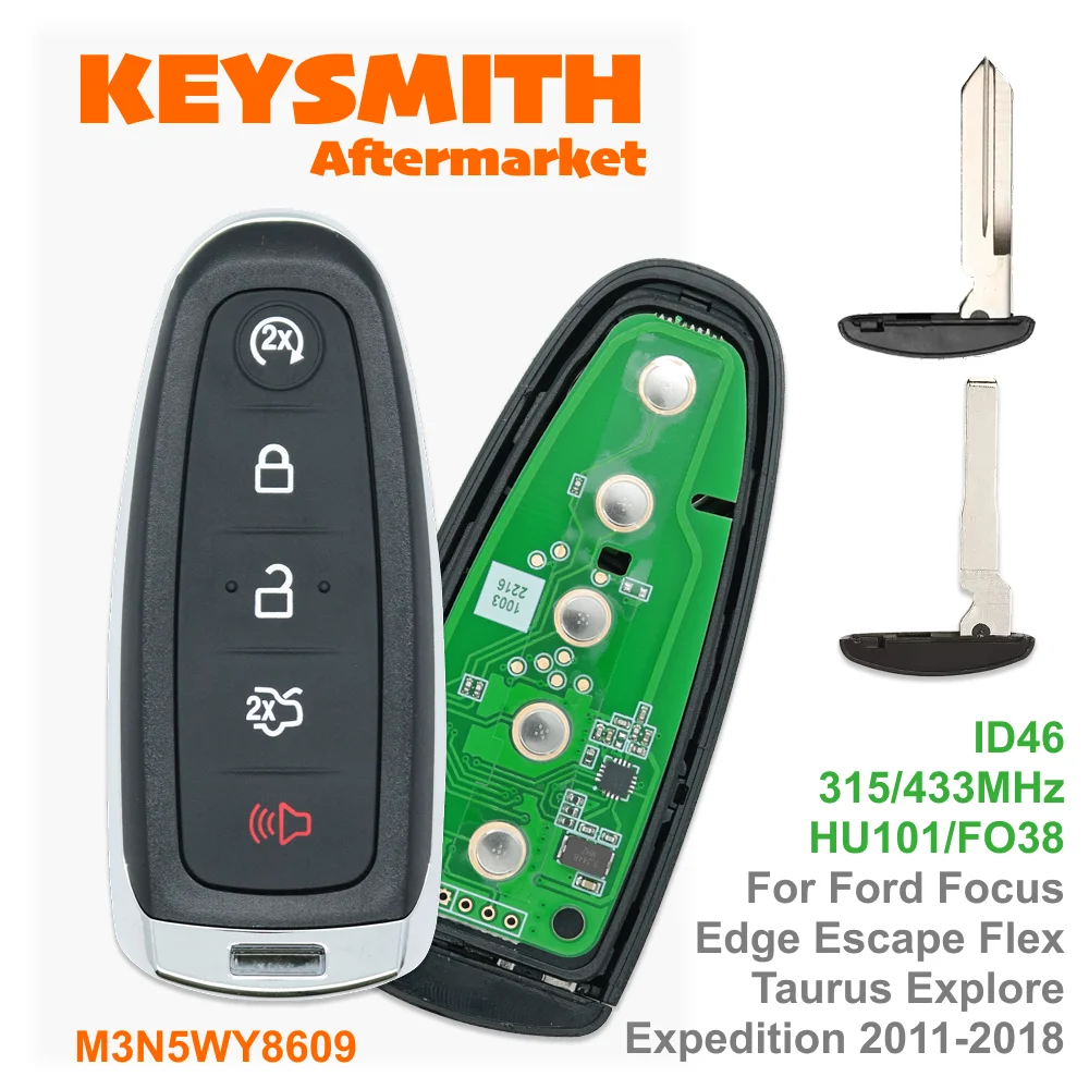 KEYSMITH ID46 PCF7953 315/433MHz M3N5WY8609 Remote Car Key For Ford Focus
Edge Escape Flex Taurus Explore Expedition 2011-2018
KEYSMITH ID46 PCF7953 315/433MHz M3N5WY8609 Remote Car Key For Ford Focus
Edge Escape Flex Taurus Explore Expedition 2011-2018