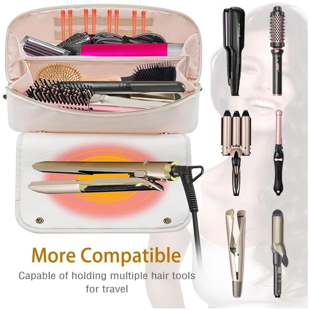Y31A Hair Tools Travel Bag with Heat Mat, Portable Hair Tool Organizer Travel Carrying Case for Straightener, Curling Iron
Y31A Hair Tools Travel Bag with Heat Mat, Portable Hair Tool Organizer Travel Carrying Case for Straightener, Curling Iron