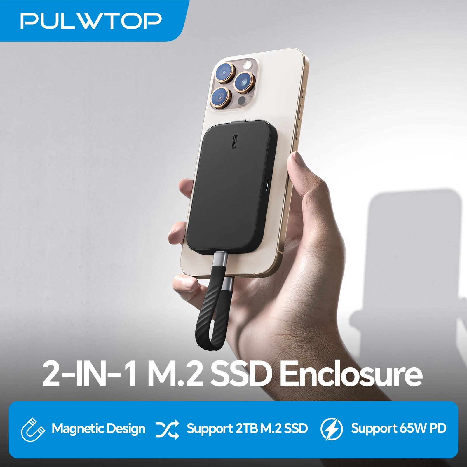 PULWTOP M.2 NVMe SSD Enclosure 10Gbps, Magnetic for iPhone 15/16/17 ProRes, Supports 2230/2242/2260/2280, USB C 60W PD & Audio
PULWTOP M.2 NVMe SSD Enclosure 10Gbps, Magnetic for iPhone 15/16/17 ProRes, Supports 2230/2242/2260/2280, USB C 60W PD & Audio