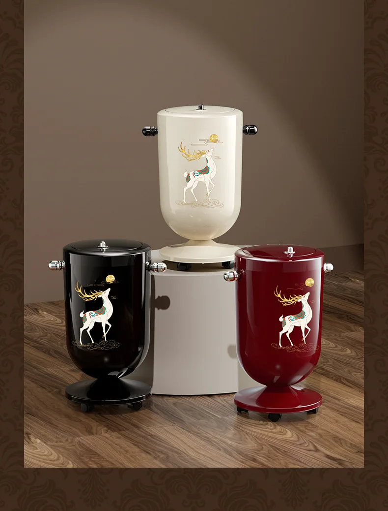 Retro wine-glass-shaped flip-top trash can, movable home-use large no-bend storage bin with wheels and paper basket
Retro wine-glass-shaped flip-top trash can, movable home-use large no-bend storage bin with wheels and paper basket