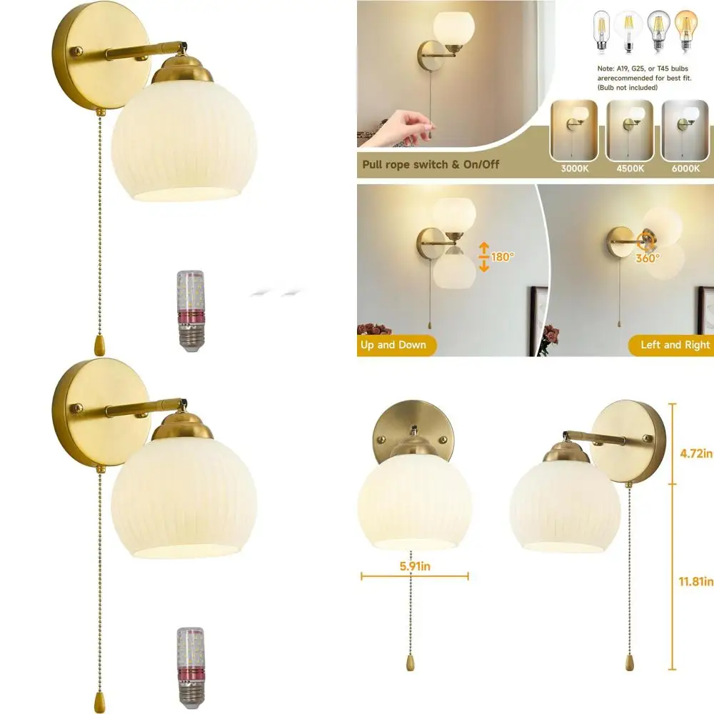 Mid-Century Modern Wall Sconce with Hand Pull Switch for Indoor Use: Ideal for Bedroom, Bathroom, Kitchen, and Hallway Lighting
Mid-Century Modern Wall Sconce with Hand Pull Switch for Indoor Use: Ideal for Bedroom, Bathroom, Kitchen, and Hallway Lighting