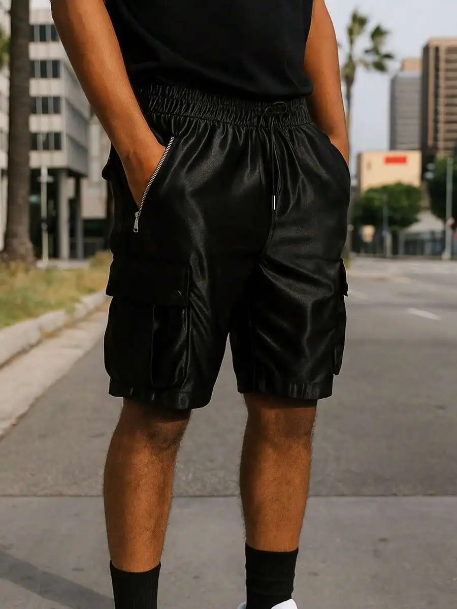 Men Satin Cargo Shorts Elastic Waist Drawstring Zippered Pockets Casual Streetwear Summer
Men Satin Cargo Shorts Elastic Waist Drawstring Zippered Pockets Casual Streetwear Summer