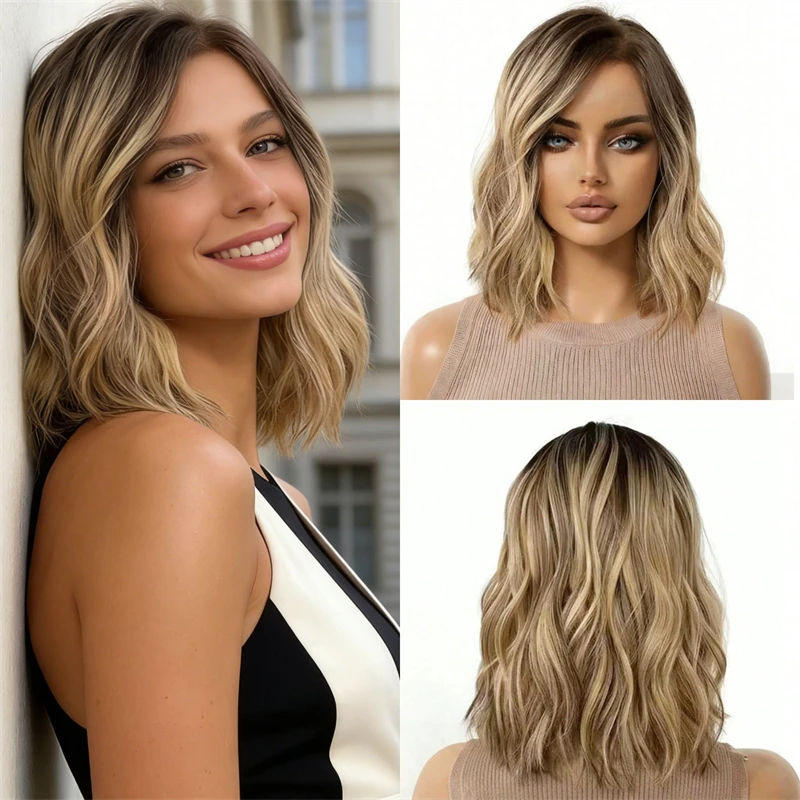 12 Inches Ombre Blonde Brown Highlight Synthetic HD Lace Front Wig Short Wave Bob for White Black Women Party Daily Cosplay Wear
12 Inches Ombre Blonde Brown Highlight Synthetic HD Lace Front Wig Short Wave Bob for White Black Women Party Daily Cosplay Wear