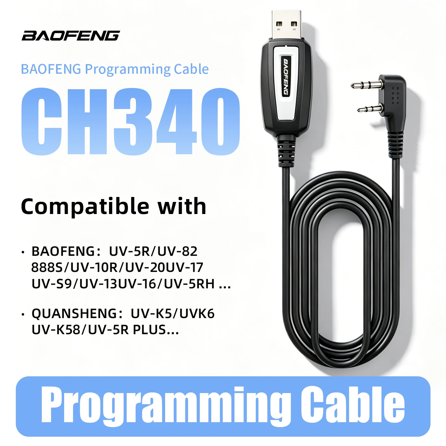Baofeng USB Programming Cable With Driver CD For UV-5R BF-888S UV-82Quansheng UVK5 UVK6 UV5RPlus Original Walkie Talkie
Baofeng USB Programming Cable With Driver CD For UV-5R BF-888S UV-82Quansheng UVK5 UVK6 UV5RPlus Original Walkie Talkie