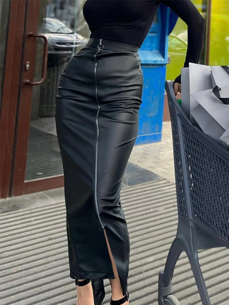2023 Autumn Winter Women Sexy Office Midi Leather Skirts Solid Black Bodycon High Waist Slit Pencil Skirt For Women
2023 Autumn Winter Women Sexy Office Midi Leather Skirts Solid Black Bodycon High Waist Slit Pencil Skirt For Women