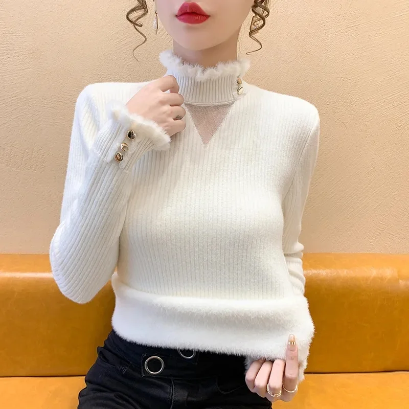 2026 One Piece Velvet Sweater For Women Autumn Winter New Style Slim Fit Lace Knit Sweater With Thickened Velvet Base For Women
2026 One Piece Velvet Sweater For Women Autumn Winter New Style Slim Fit Lace Knit Sweater With Thickened Velvet Base For Women