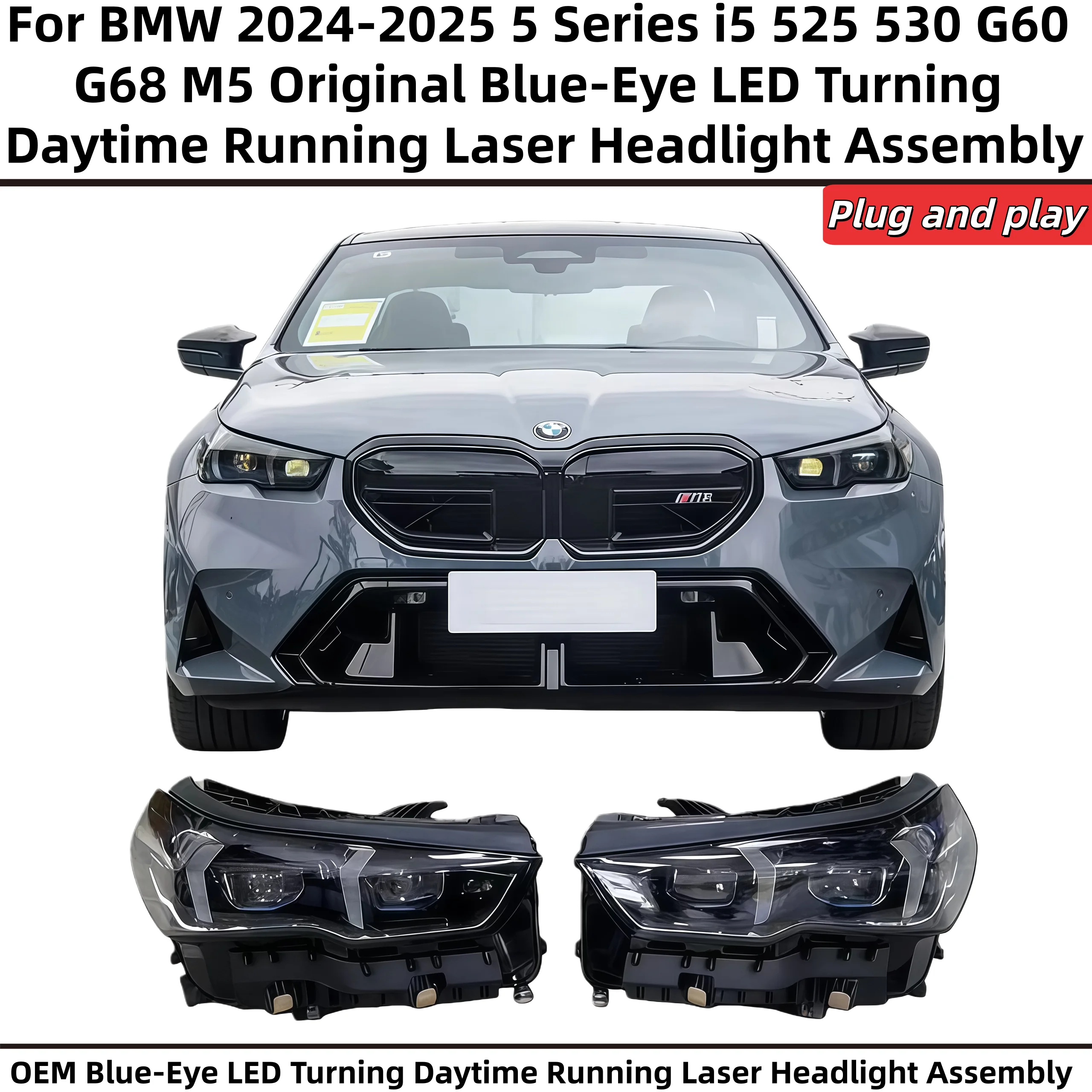 For BMW 24-25 5Series i5 525 530 G60 G68 M5 OEM High-Configuration Blue-Eye LED Turning Daytime Running Laser Headlight Assembly
For BMW 24-25 5Series i5 525 530 G60 G68 M5 OEM High-Configuration Blue-Eye LED Turning Daytime Running Laser Headlight Assembly