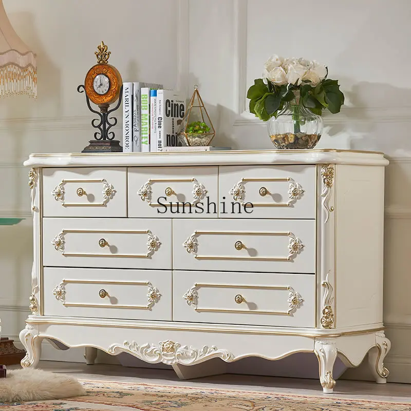 European solid wood home bedroom storage cabinet living room white storage drawer combination cabinet
European solid wood home bedroom storage cabinet living room white storage drawer combination cabinet