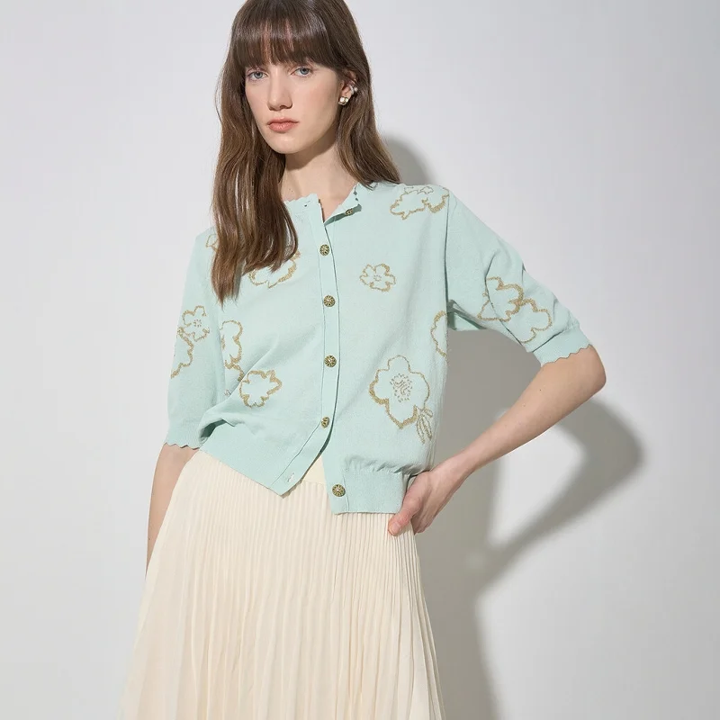 Lightweight Breathable Summer Knitted Cardigan round Ne ort Sve Flower Embroidery Korean Sle Loose Fit Commute Sle
Lightweight Breathable Summer Knitted Cardigan round Ne ort Sve Flower Embroidery Korean Sle Loose Fit Commute Sle
