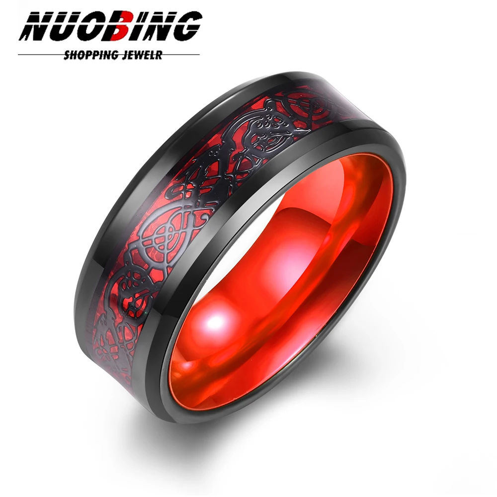 Red Groove Slanted Stainless Steel Celtic Dragon Ring Inlaid With Carbon Fiber Couple Jewelry Party Wedding Accessories
Red Groove Slanted Stainless Steel Celtic Dragon Ring Inlaid With Carbon Fiber Couple Jewelry Party Wedding Accessories