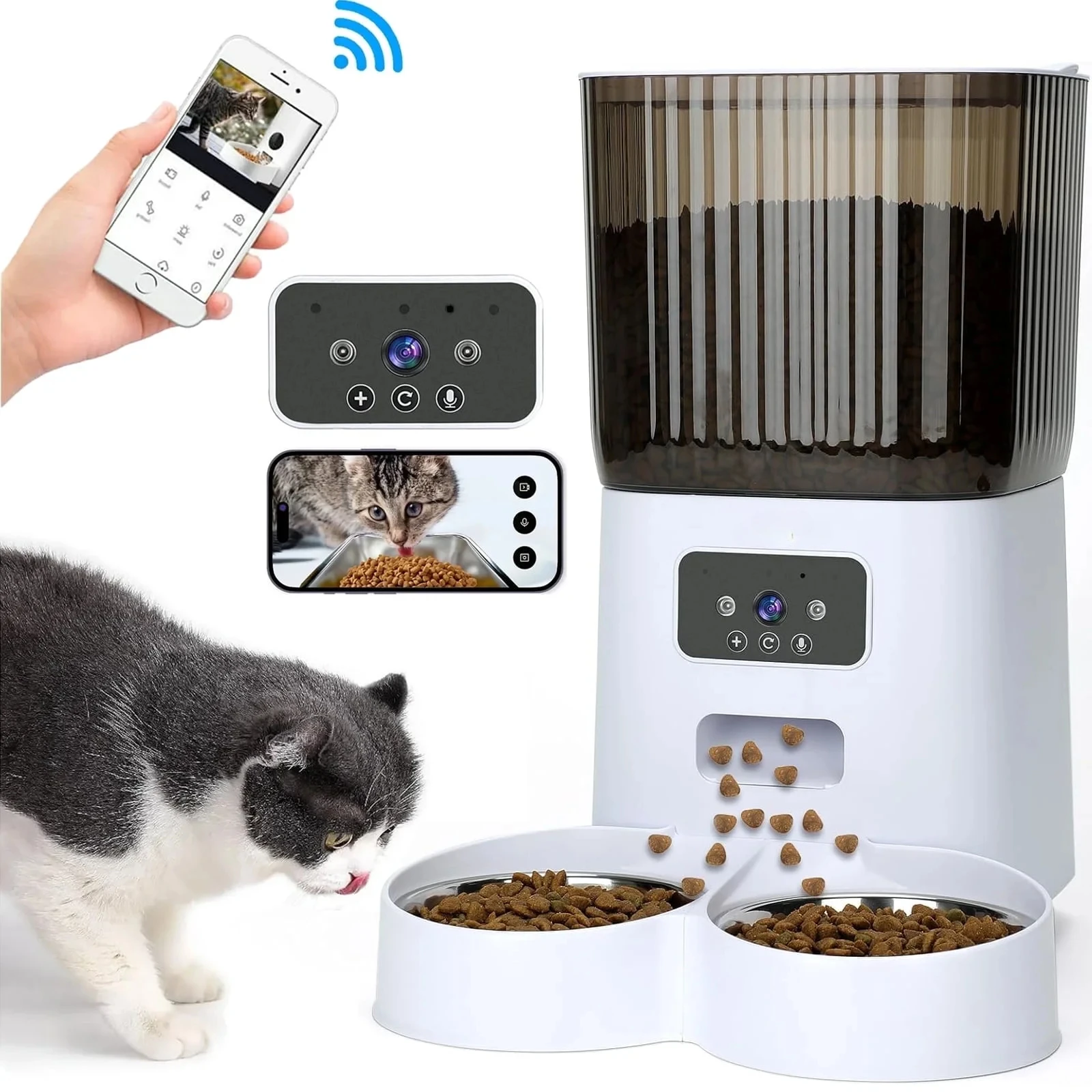 STLF Smart Automatic Cat Feeder for 2 Cats 5L Food Dispenser with 2 Stainless Steel Bowl App Control Smart Pet Feeder
STLF Smart Automatic Cat Feeder for 2 Cats 5L Food Dispenser with 2 Stainless Steel Bowl App Control Smart Pet Feeder