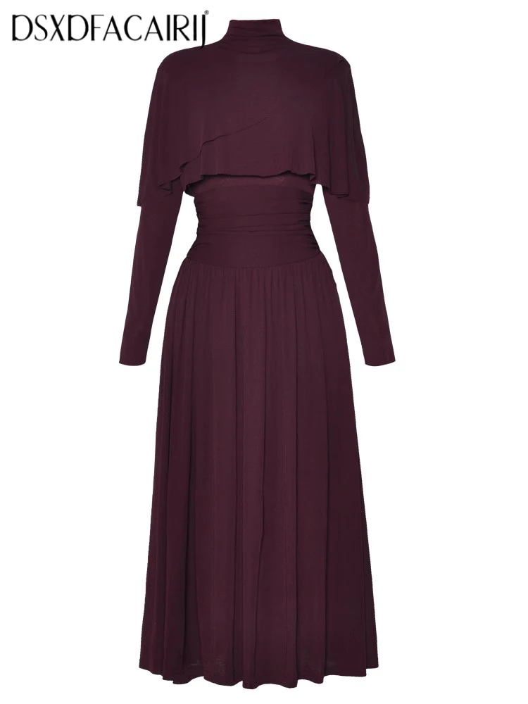 DSXDFACAIRIJ Vintage Women's Stand Collar Dress Long Sleeve Ruffles Solid Color Elasticity Fashion Spring Female
DSXDFACAIRIJ Vintage Women's Stand Collar Dress Long Sleeve Ruffles Solid Color Elasticity Fashion Spring Female