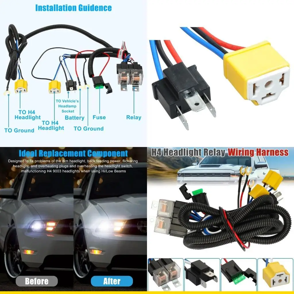 SZCH Universal H4 Halogen Light Upgrades Wiring Harness Boosts Output Heavy Duty H4 Relays Wiring Harness for Cars & Bikes
SZCH Universal H4 Halogen Light Upgrades Wiring Harness Boosts Output Heavy Duty H4 Relays Wiring Harness for Cars & Bikes