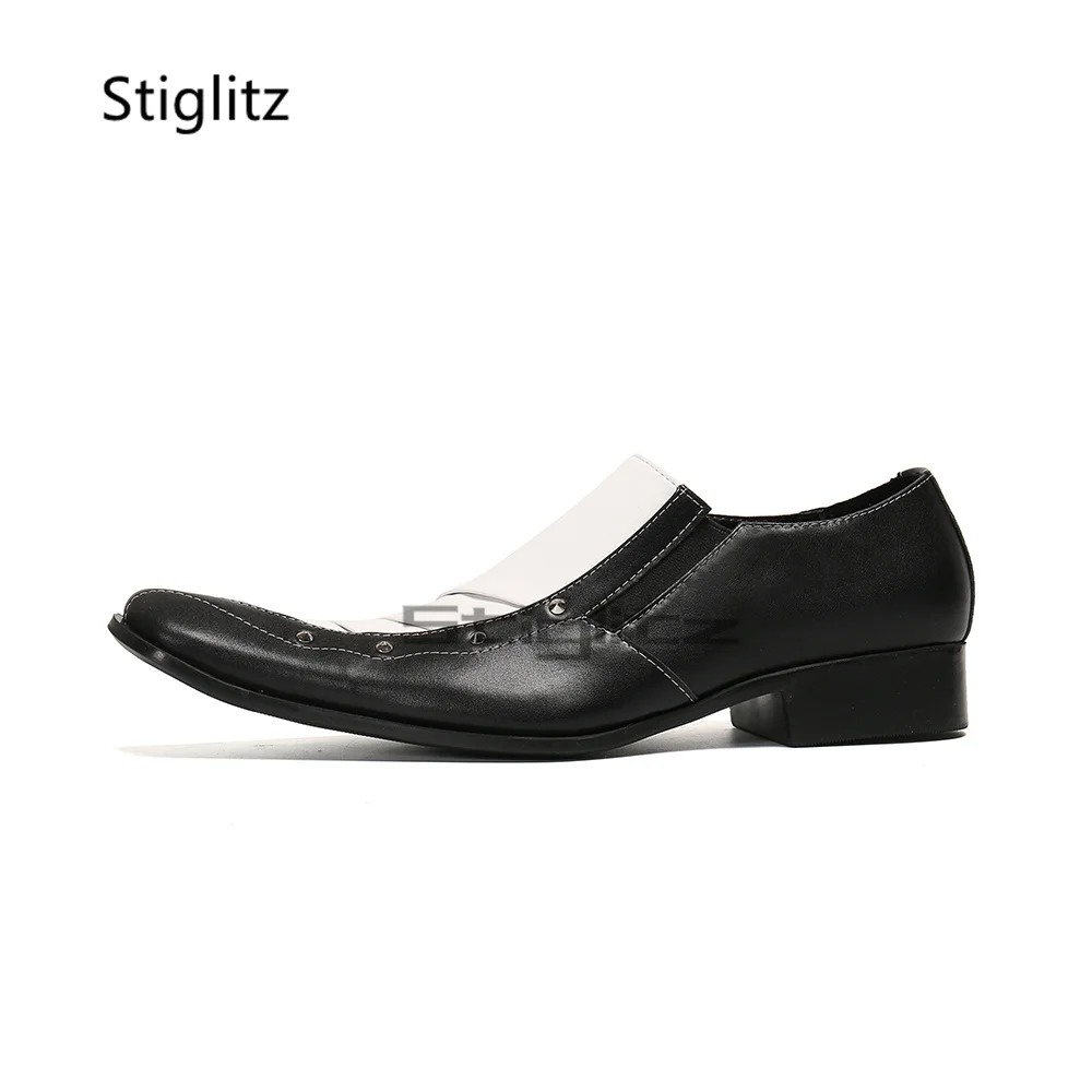 Black White Men Dress Leather Shoes Small Square Toe Rhinestone Mixed Colors Prints Genuine Leather Party Banquet Business Shoes
Black White Men Dress Leather Shoes Small Square Toe Rhinestone Mixed Colors Prints Genuine Leather Party Banquet Business Shoes