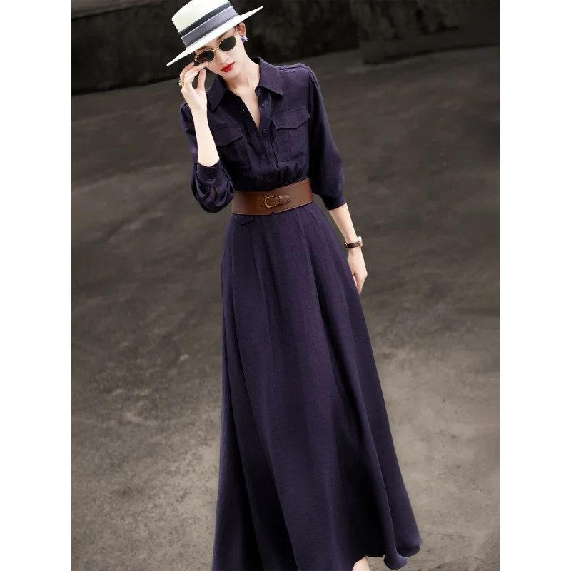 MEXCOCO 2026 New Spring Lapel Collar Pocket Long Sleeve Wide Leather Belt Waist Pleated Acetate Flowy Maxi Shirt Dress
MEXCOCO 2026 New Spring Lapel Collar Pocket Long Sleeve Wide Leather Belt Waist Pleated Acetate Flowy Maxi Shirt Dress