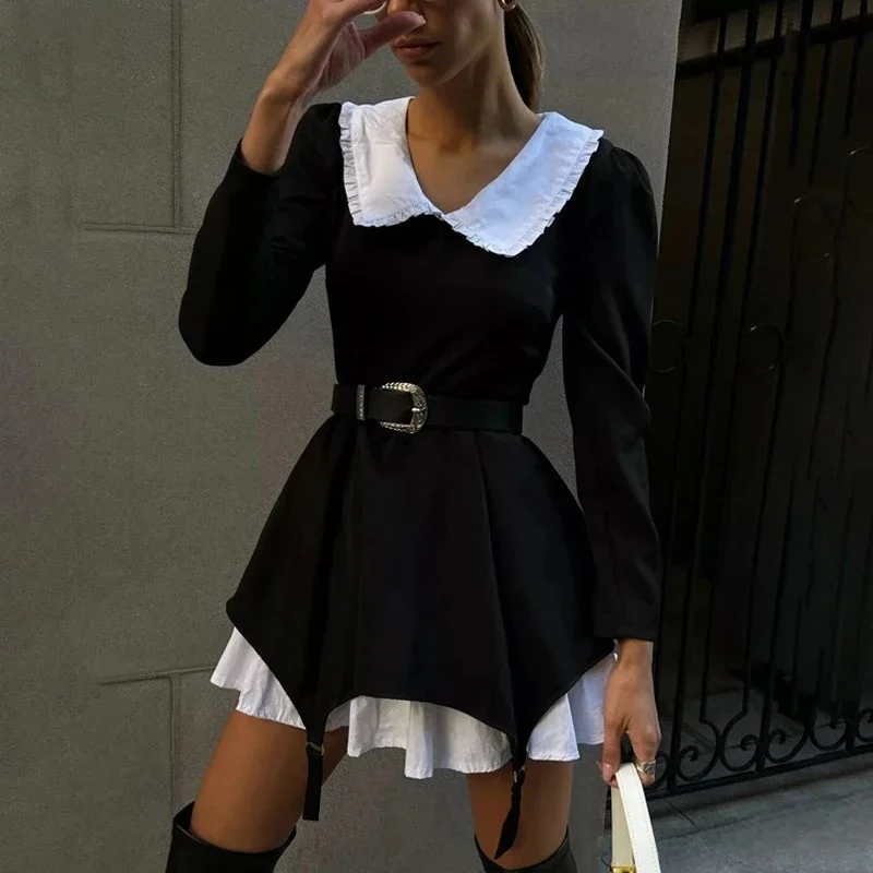 Doll Collar Casual Sheath Dresses for Women Autumn Long Sleeve Pullover Black and White Bodycon Knee Length Femme Fashion Dress
Doll Collar Casual Sheath Dresses for Women Autumn Long Sleeve Pullover Black and White Bodycon Knee Length Femme Fashion Dress