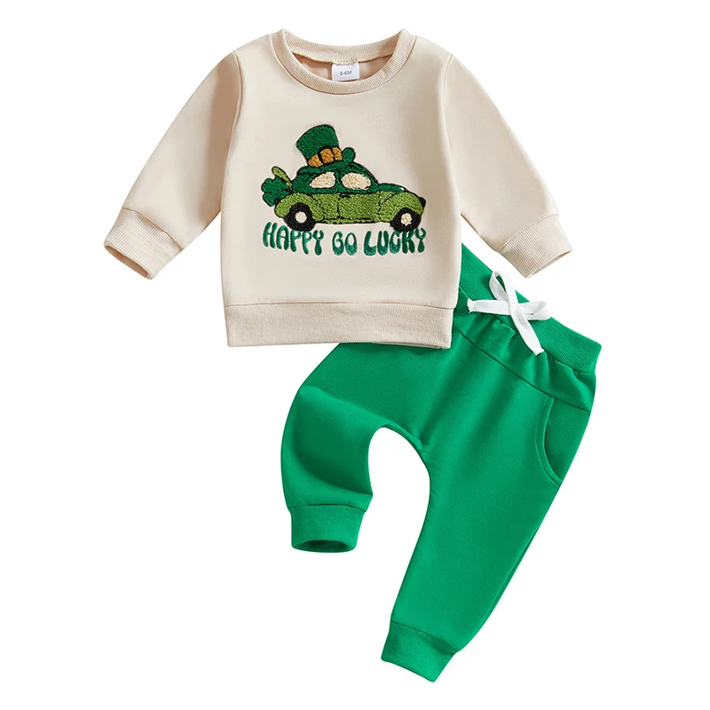 Infant Baby Boy St Patricks Day Outfit Lucky Clover Embroidery Long Sleeve Crewneck Sweatshirt and Pants Set Winter Clothes
Infant Baby Boy St Patricks Day Outfit Lucky Clover Embroidery Long Sleeve Crewneck Sweatshirt and Pants Set Winter Clothes