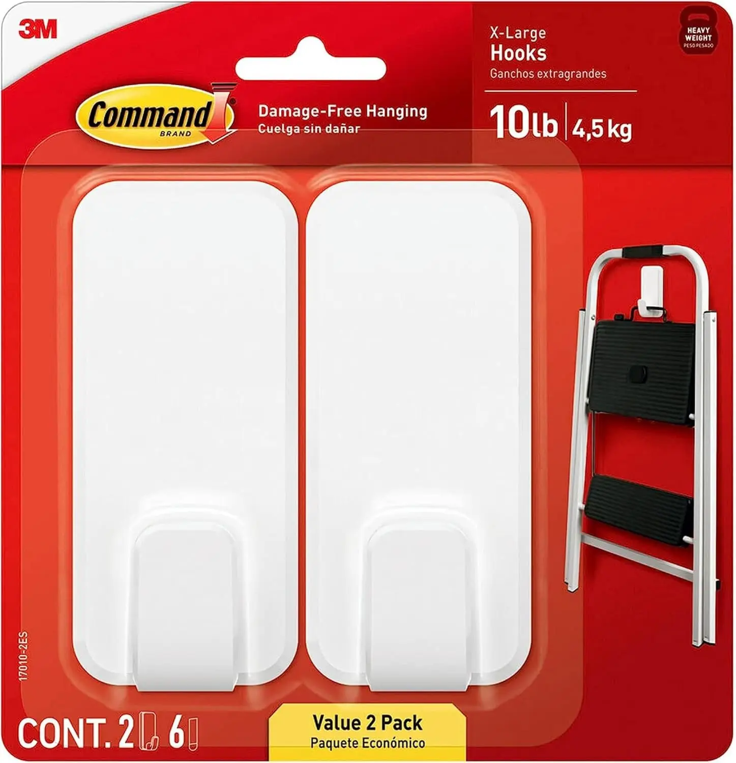 10 lb XL Heavyweight Hook, 2 Wall Hooks & 6 Strips, Damage-Free Hanging, Heavy Duty for Organization
10 lb XL Heavyweight Hook, 2 Wall Hooks & 6 Strips, Damage-Free Hanging, Heavy Duty for Organization