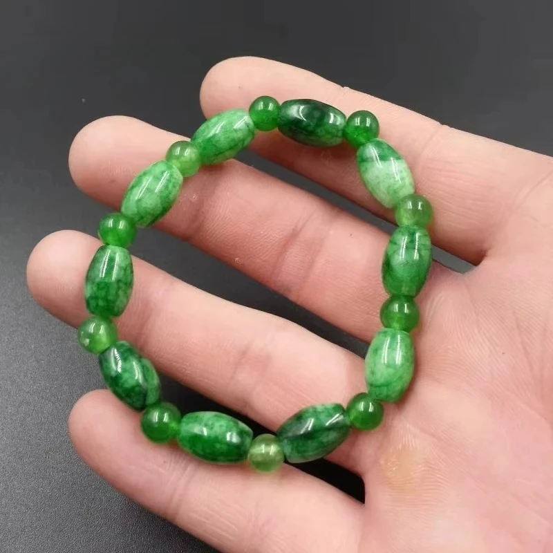 Natural Jade Dry Green Rice Bead Bracelet Oval Elastic Bead String Men's and Women's Fashion Charm Jewelry Holiday Gift
Natural Jade Dry Green Rice Bead Bracelet Oval Elastic Bead String Men's and Women's Fashion Charm Jewelry Holiday Gift