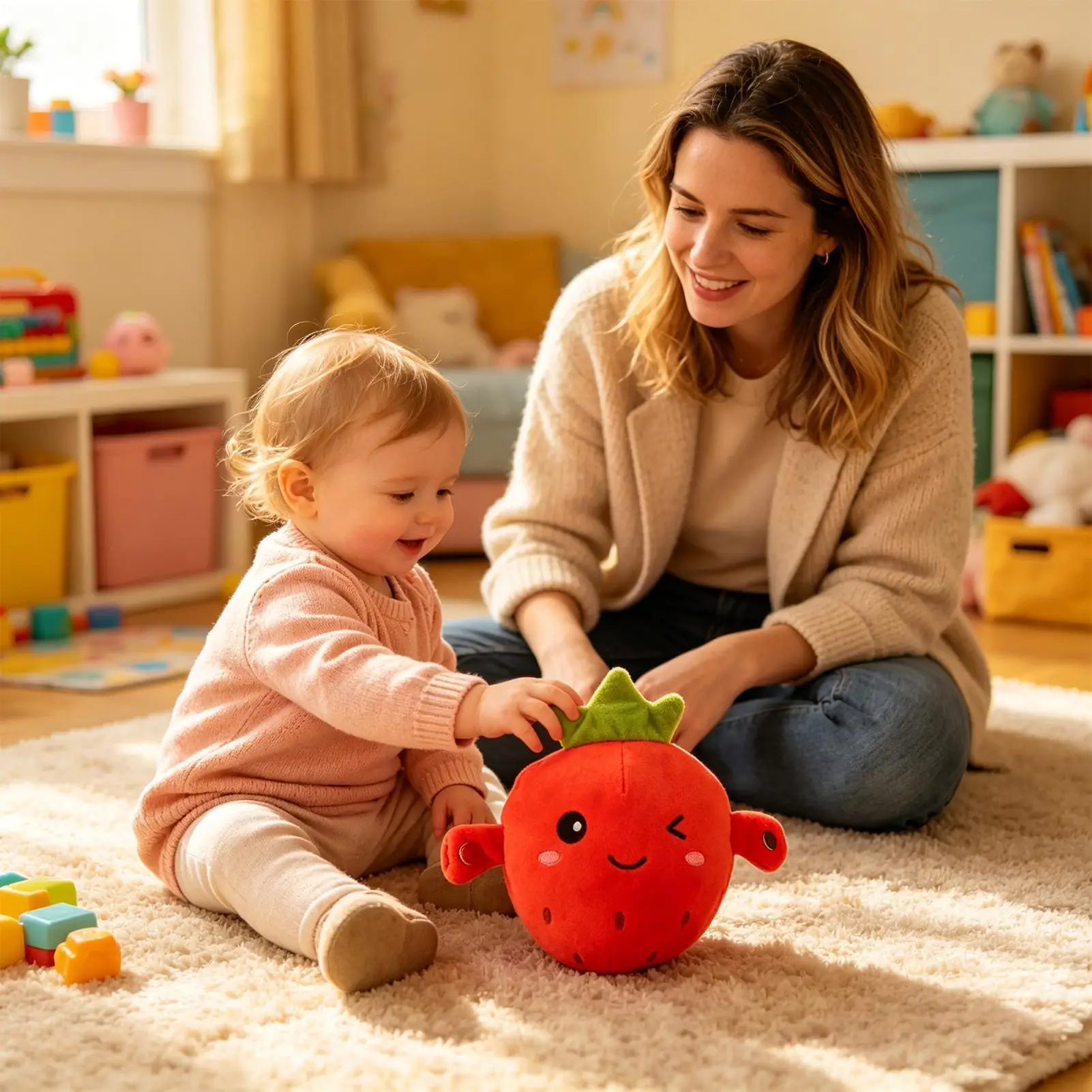 Strawberry Plush Educational Interactive Sensory Cuddle Doll Activity Learning Plush Doll For Education Kids Girls Boys Indoor
Strawberry Plush Educational Interactive Sensory Cuddle Doll Activity Learning Plush Doll For Education Kids Girls Boys Indoor