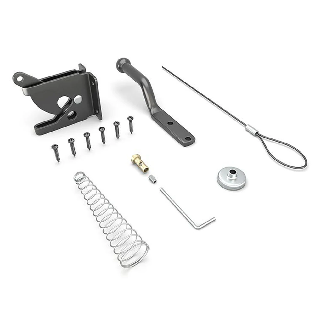 Sturdy Self Locking Fences Gate Gravity Latch, Adjustable Cable Pull for Wooden Gates, Black Coated Steel Construction
Sturdy Self Locking Fences Gate Gravity Latch, Adjustable Cable Pull for Wooden Gates, Black Coated Steel Construction