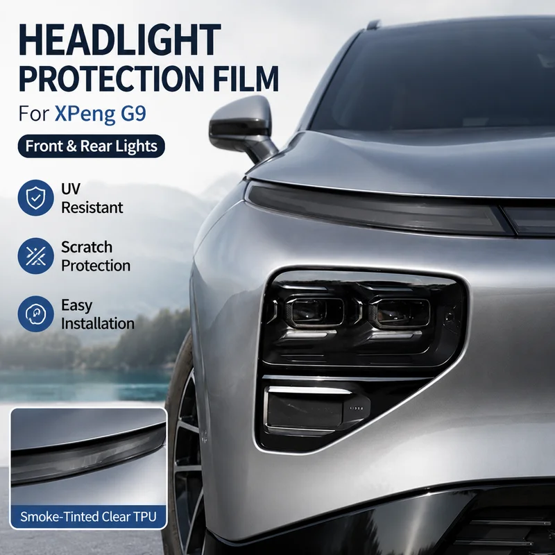 TPU Headlight Protection Film for XPeng G9 - Smoke-Tinted, Clear, UV-Resistant, Easy Installation, Front & Rear Lights
TPU Headlight Protection Film for XPeng G9 - Smoke-Tinted, Clear, UV-Resistant, Easy Installation, Front & Rear Lights