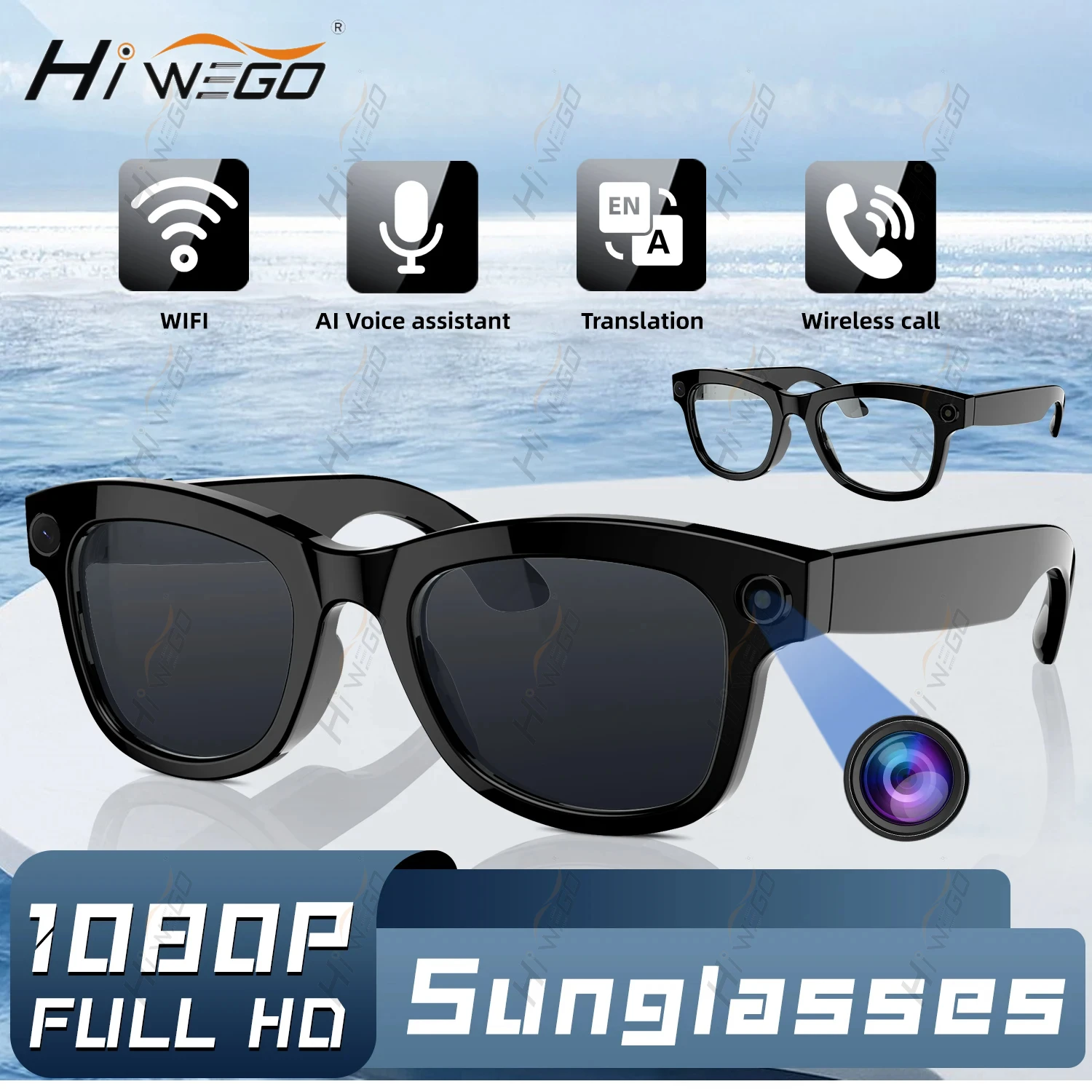 New HD1080P Camera Smart Glasses AI Translation DVR Camcorder WIFI Sport Polarized Lens Video Shooting Audio Calling Sunglasses
New HD1080P Camera Smart Glasses AI Translation DVR Camcorder WIFI Sport Polarized Lens Video Shooting Audio Calling Sunglasses