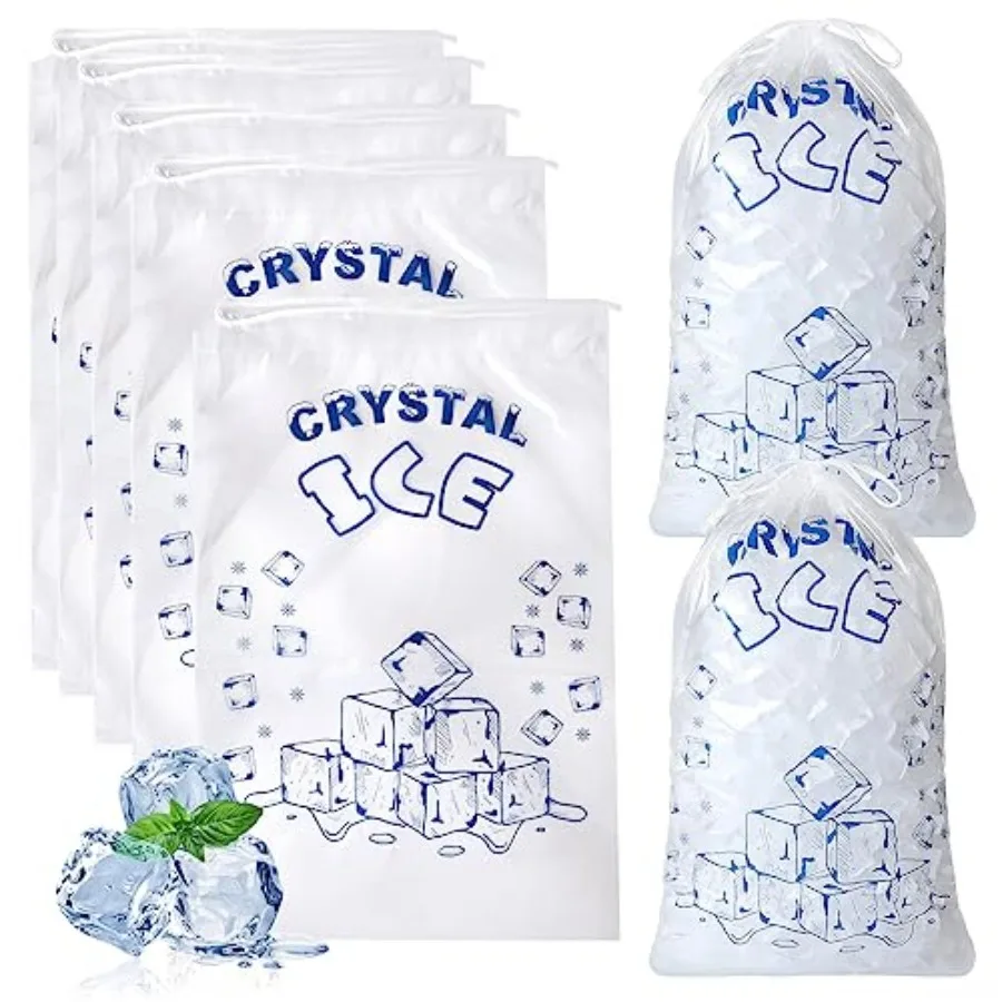 Ice Bags 10 lb with Drawstring, 50 Count Ice Bags for Ice Machine, Heavy-Duty Reusable Ice Cube Bag, Portable Storage and Freez
Ice Bags 10 lb with Drawstring, 50 Count Ice Bags for Ice Machine, Heavy-Duty Reusable Ice Cube Bag, Portable Storage and Freez