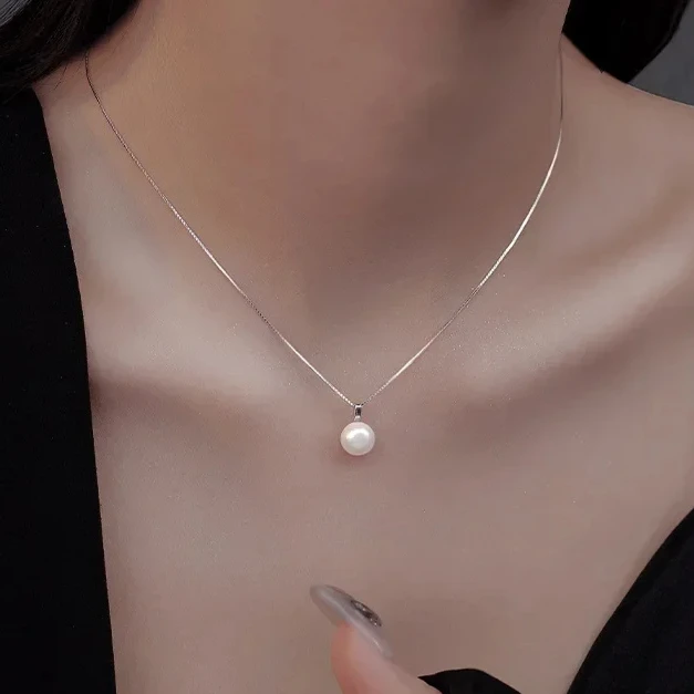 Real 925 Sterling Silver Simple Single Pearl Snake Chain Necklaces for Women Trendy Fine Jewelry Minimalist Accessories
Real 925 Sterling Silver Simple Single Pearl Snake Chain Necklaces for Women Trendy Fine Jewelry Minimalist Accessories