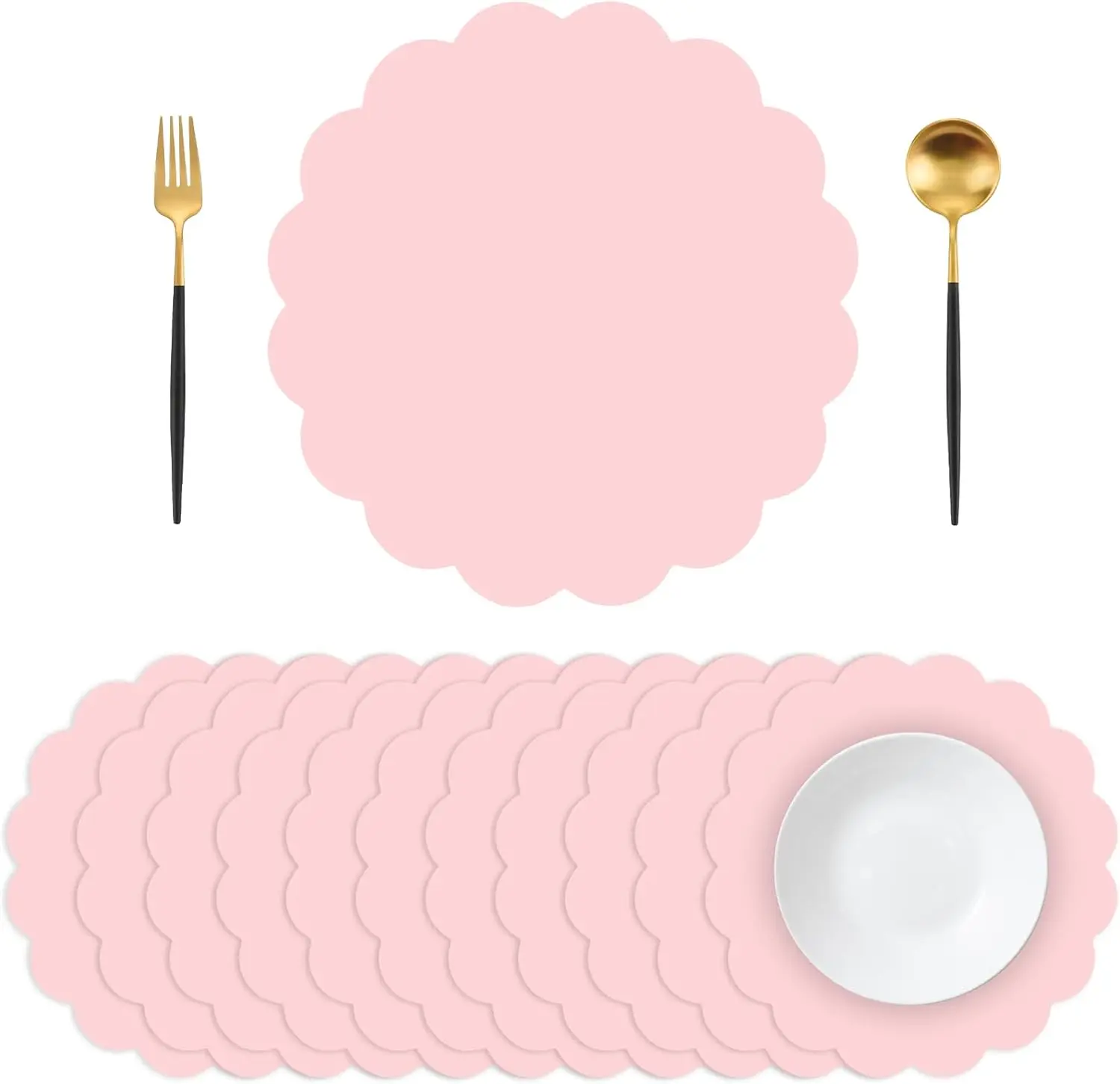 50 Pcs Light Pink Paper Placemats, Disposable Scalloped Design for Birthday Wedding Banquet Tea Party, 13.5 Inch
50 Pcs Light Pink Paper Placemats, Disposable Scalloped Design for Birthday Wedding Banquet Tea Party, 13.5 Inch