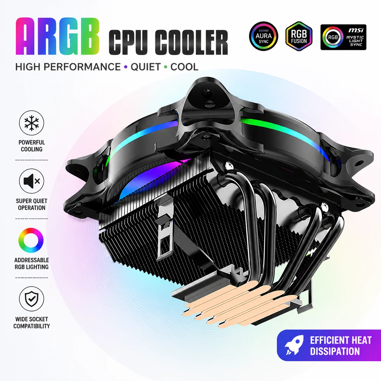 ARGB CPU Cooler 4 Heatpipes PC Processador Ventilador for Intel LGA775 1150 1151 1156 1366 1700 1200 2011 X99 X79 AMD AM4 AM5
ARGB CPU Cooler 4 Heatpipes PC Processador Ventilador for Intel LGA775 1150 1151 1156 1366 1700 1200 2011 X99 X79 AMD AM4 AM5