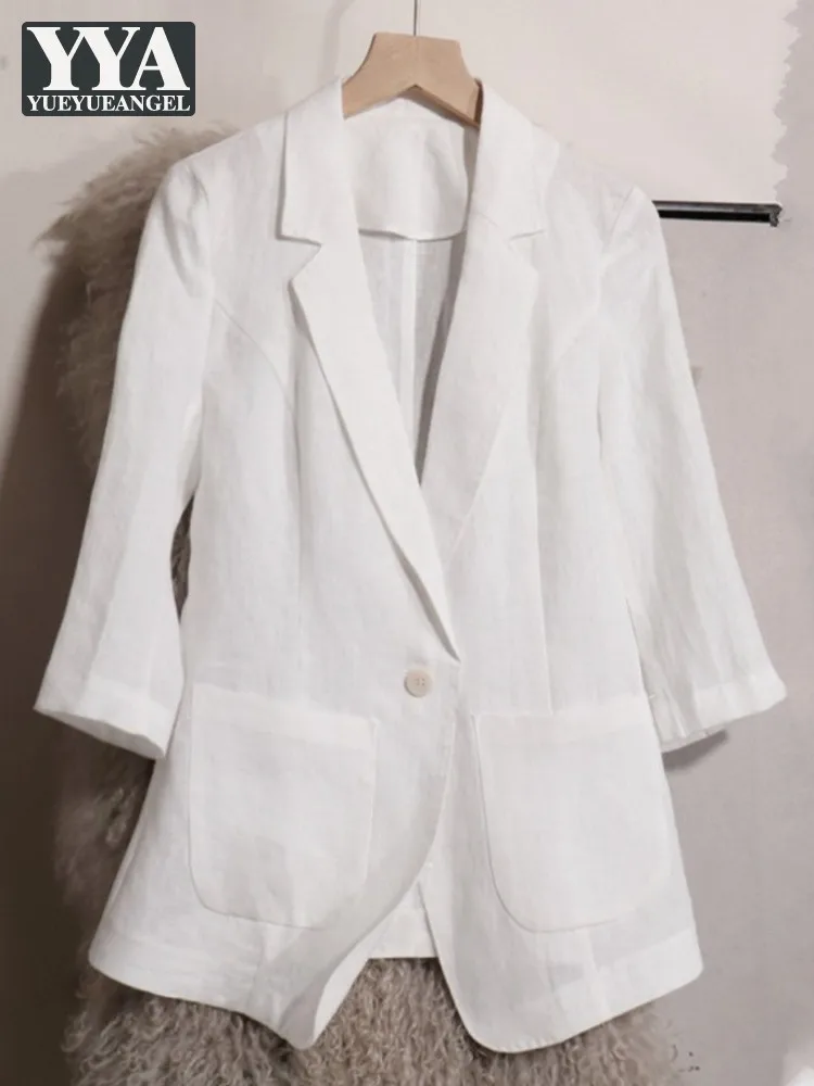 Fashion Summer Women Linen Notched Single Buttom Blazers Loose Outerwear High Street Slim Fit Suit Jacket Casual Business Ladies
Fashion Summer Women Linen Notched Single Buttom Blazers Loose Outerwear High Street Slim Fit Suit Jacket Casual Business Ladies