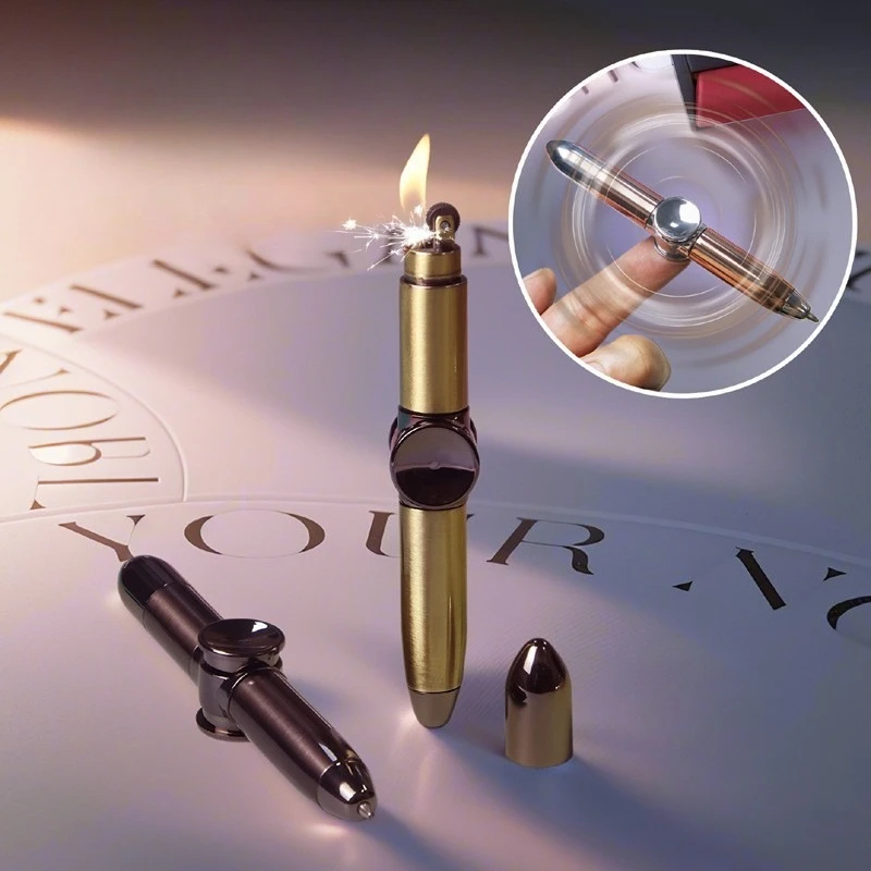New Metal Ballpoint Pen Lighter Fingertip Rotating Multifunctional Three in One Pressure Reducing Lighter Men's Smoking Gift
New Metal Ballpoint Pen Lighter Fingertip Rotating Multifunctional Three in One Pressure Reducing Lighter Men's Smoking Gift